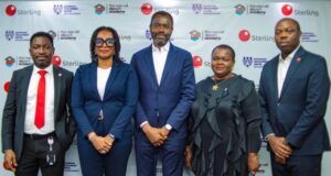 Certification Of Academy: Sterling Bank Partners Pan Atlantic University’s EDC L-R: Kola Oluyemi, Group Head, Sterling Academy; Dr. Nneka Okekearu, Director, Enterprise Development Centre (EDC), Pan Atlantic University (PAU); Abubakar Suleiman, MD/CEO, Sterling Bank; Dr. Nnenna Ugwu, Head, Alumni Engagement and Support Services, EDC at PAU; and Akporee Idenedo, Divisional Head, Commercial Banking, Sterling Bank at the recent MoU signing to certify graduates of Sterling Bank’s Non-Oil Export Academy…