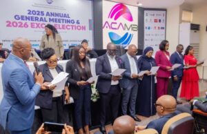 New ACAMB EXCO Under Jide Sipe, Abiodun Coker Of UBA, Others Pledges Professional Growth ...from the left…President, Association of Corporate Communication & Marketing Professionals in Banks, Jide Sipe (BOI); Vice President 1, (ACAMB) Chinwe Bode-Akinwande (FBN); Vice President 2, Morolake Phillip-Ladipo (Wema); General Secretary, Olugbenga Owootomo (Polaris); Assistant General Secretary, Ademola Adesola (Parallex); Financial Secretary, ACAMB, Halima Ishaq (Jaiz); Treasurer, Unoaku Anyadike (GTB); Treasurer; Publicity Secretary, Abiodun Coker (UBA) and Social Secretary, Macqueen Afolabi (Zenith Bank) during the 2025 Annual General Meeting and 2026 Exco Election held at Bankers House in Lagos…