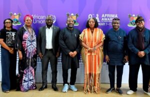 All Set For Lagos State Govt To Host 9th AFRIMA Awards L-R: Director of Partnership, All Africa Music Awards (AFRIMA), Edwidge Goli; Permanent Secretary, Lagos State Ministry of Tourism, Arts and Culture, Mrs. Bopo Oyekan-Ismaila; Special Adviser to the Governor on Media and Publicity, Mr. Gboyega Akosile; AFRIMA President, Mr. Mike Dada; Commissioner for Tourism, Arts & Culture, Mrs. Toke Benson-Awoyinka; her counterpart for Information and Strategy, Mr. Gbenga Omotoso and AFRIMA Jury-in-charge, Mr. Olisa Adibua during a press conference on the 9th AFRIMA Awards in Lagos, at the Bagauda Kaltho Press Centre, the Secretariat, Alausa in Ikeja, on Wednesday, January 07, 2026…
