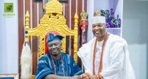 We’ll Continue To Support Traditional Institutions, Adron CEO Tells Alaafin Of Oyo Aare Adetola Emmanuel-King, right, with the Alaafin of Oyo, Oba Akeem Owoade...