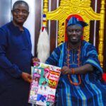 Ambassador Olayinka Agboola left with the Alaafin of Oyo HIM Akeem Owoade