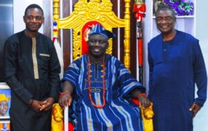 Alaafin 2 | PM Parrot L R Prince Lanshley Ladigbolu Oba Akeem Owoade and Ambassador Olayinka Agboola