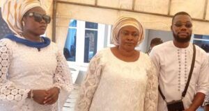 Oyo NUJ Boss, Others Present As Alaba Igbaroola, Lagos PJAN Chairperson Buries Husband Mrs Alaba Igbaroola, middle, with her children at the event...