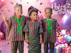 Yinka Ayefele Celebrates As His Triplets Mark Seventh Birthday ...Yinka Ayefele's triplets...Richard, Rosemary and Raymond...