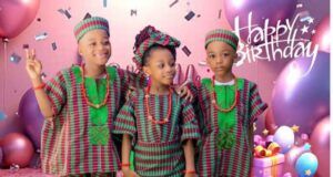 Yinka Ayefele Celebrates As His Triplets Mark Seventh Birthday ...Yinka Ayefele's triplets...Richard, Rosemary and Raymond...