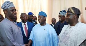 Makinde Reveals Plans To Create More Institutions To Make Oyo Greater From left, Oyo State Governor, Seyi Makinde; Special Adviser to the President on Communication, Mr Sunday Dare; Secretary to the Government of Federation, Senator George Akume and Minister for Power, Mr Bayo Adelabu, during the Lecture/Symposium in Commemoration of Oyo State at 50, held at International Conference Centre, University of Ibadan. PHOTO: Dare Alesinloye