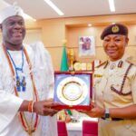 the Comptroller General of the Nigeria Immigration Service Kemi Nandap right with the Ooni of Ife Oba Adeyeye Ogunwusi