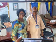 Photo: Oyo TESCOM Boss, Olubukola Oladipo Visits WAEC’s Ibadan Head Office Mrs Olubukola Oladipo, left, with Mr Amode during the visit...