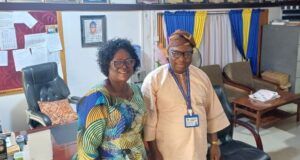 Photo: Oyo TESCOM Boss, Olubukola Oladipo Visits WAEC’s Ibadan Head Office Mrs Olubukola Oladipo, left, with Mr Amode during the visit...