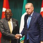 President Recep Tayyip Erdogan of the Republic of Türkiye right with Nigerias counterpart Bola Tinubu
