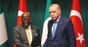 President Erdogan: Türkiye Is Targeting $5billion Trade Volume With Nigeria President Recep Tayyip Erdogan of the Republic of Türkiye, right, with Nigeria's counterpart, Bola Tinubu...