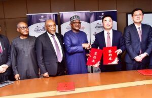 Dangote Cement, Sinoma Sign $1bn Strategic Agreements For Cement Projects Across Africa L-R: Group Managing Director/CEO, Dangote Cement Plc, Arvind Pathak; Vice President, Dangote Industries Limited, Olakunle Alake; Chairman, Dangote Cement Plc, Emmanuel Ikazoboh; President/CE, Dangote Industries Limited, Aliko Dangote; Chairman, Sinoma International Engineering, Lin Zhong Sinoma (Nanjing); EVP, Sinoma International Engineering Zhang Jian Sinoma (Nanjing); CEO, Sinoma International Engineering, Xia yi Sinoma (Suzhou) at the MOU signing between Dangote Cement Plc and Sinoma International Engineering on Strategic Framework Agreement for the execution of twelve (12) new construction and expansion projects across the Group, in Lagos on Friday, February 2026…