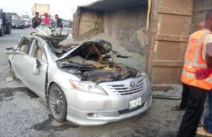 Truck Crushes Car In Lagos, Kills Man, Injures Wife