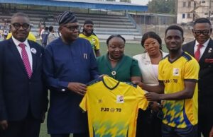 Photos: Lead City ‘Varsity’s Workers, Students In Epic Football Encounter To Mark Jide Owoeye’s 70th Birthday L-R: The VC of Lead City University, Professor Kabiru Aderemi Adeyemo, the birthday 'boy', Professor Jide Owoeye and others...