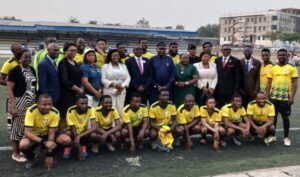 the management of Lead City University with the Workers' Football Team...