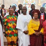 Engineer Seyi Makinde and others after the church service on Sunday