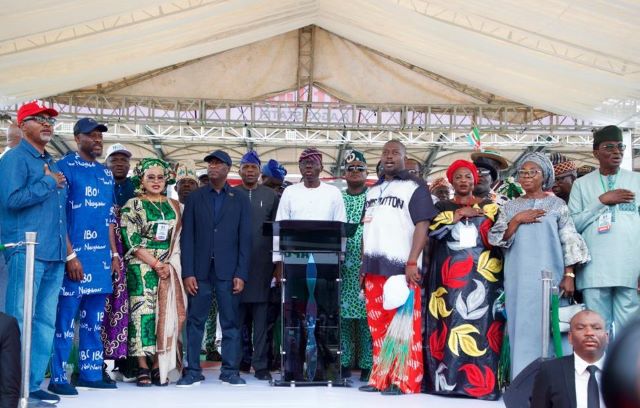 Lagos APC Rt Hon Mudashiru Obasa and other top Lagos APC leaders after the Congress...