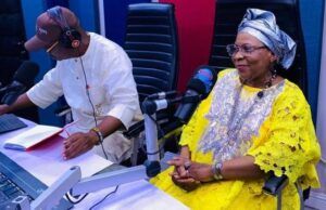 Discipline, Party Supremacy Needed Before Oyo APC Can Succeed- Former Lawmaker, Okemakinde Hon (Chief) Mrs Ramota Funmilayo Okemakinde, right, with Ambassador Olayinka Agboola during the live Radio Show on SplashFM Ibadan...
