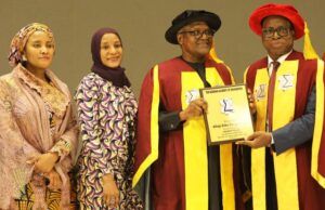 All Set For Dangote Refinery To Employ 95,000 Skilled Workers For Expansion To 1.4m bpd L-R: GED Oil & Gas, Dangote Industries Limited, Fatima Aliko Dangote; GED Operations, Dangote Sugar Refinery Plc, Mariya Aliko Dangote; President/CE, Dangote Industries Limited, Aliko Dangote; President, The Nigerian Academy of Engineering, Engr. Prof, Rahamon Bello, at The Nigerian Academy of Engineering Induction of Aliko Dangote as Honorary Fellow in Lagos on Friday, April 24, 2026…