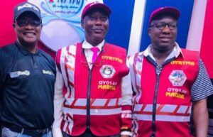 L R Ambassador Olayinka Agboola Mr Dipo Fagbamila State Coordinator of the Oyo State Road Traffic Management Authority OYRTMA Special Marshals right with Ambassador Olayinka Agboola and