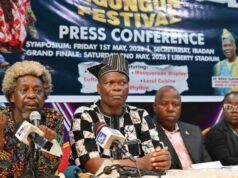 2026 World Egungun Festival: Oyo Govt Targets Over 18,000 Participants, Reaffirms Commitment To Cultural Promotion Panel of five people at a press conference for a cultural festival, microphones on the table and a banner behind them.