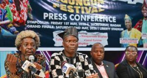 2026 World Egungun Festival: Oyo Govt Targets Over 18,000 Participants, Reaffirms Commitment To Cultural Promotion Panel of five people at a press conference for a cultural festival, microphones on the table and a banner behind them.