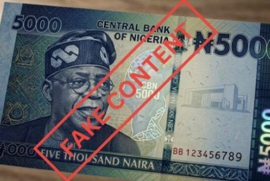 CBN To Nigerians: ₦5,000 Note Featuring Tinubu’s Image Not From Us Fake N5,000 note