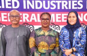 Dividend Payout: Excitement As NASCON Delights Shareholders L-R: Chairman, NASCON Allied Industries Plc, Olakunle Alake; Managing Director, NASCON Allied Industries Plc, Aderemi Saka; Non-Executive Director, NASCON Allied Industries Plc, Fatima Aliko Dangote, at the NASCON Allied Industries Plc 2025 Annual General Meeting held in Lagos on Monday, April 27, 2026…