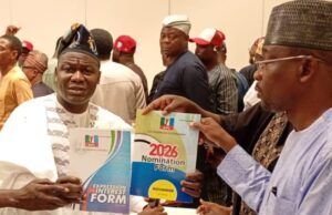 Oyo APC Guber Ticket: AKK Picks Forms, Makes Promises Dr. Adewale Kolapo Kareem, left, displaying his forms...