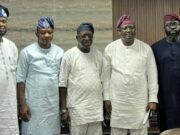 Oyo APC Governorship Aspirants Rebuff ‘Undemocratic Practices’, Seek Reconciliation Five men in traditional West African outfits pose together indoors, wearing light to dark robes and head wraps.