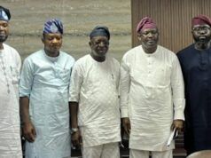Oyo APC Governorship Aspirants Rebuff ‘Undemocratic Practices’, Seek Reconciliation Five men in traditional West African outfits pose together indoors, wearing light to dark robes and head wraps.