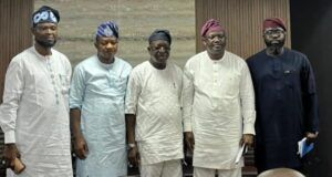Oyo APC Governorship Aspirants Rebuff ‘Undemocratic Practices’, Seek Reconciliation Five men in traditional West African outfits pose together indoors, wearing light to dark robes and head wraps.