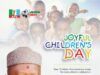 Children’s Day: Agbaje Celebrates Children, Calls For Safe Rescue Of Oyo’s Abducted Students, Teachers Poster with a man in a traditional cap and smiling children in the background; title reads 'Joyful Children's Day' and it promotes Barr. Akeem Adedeji Agbaje for Governor, Oyo State 2027 with APC logos.