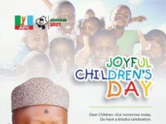 Children’s Day: Agbaje Celebrates Children, Calls For Safe Rescue Of Oyo’s Abducted Students, Teachers Poster with a man in a traditional cap and smiling children in the background; title reads 'Joyful Children's Day' and it promotes Barr. Akeem Adedeji Agbaje for Governor, Oyo State 2027 with APC logos.