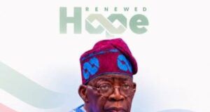 Third Year In Govt: Akeem Agbaje Congratulates Tinubu, Says ‘Nigeria Now Has A Courageous Leader’ Campaign poster featuring two men in traditional clothing, with the slogan '3 Years of Renewed Hope' and 'For Governor, Oyo State 2027'.