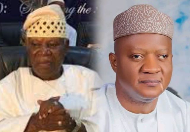 Akeem Agbaje and other Composite image of two men in traditional attire: left, an older man in a white robe with a beige patterned cap; right, a younger man in white/light blue attire with a patterned cap.