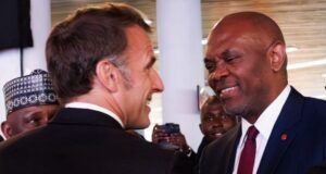 Africa Is Open For Partnership, Not Patronage, Tony Elumelu Opens Up At Africa Forward Summit H.E. Emmanuel Macron of France, left, with Tony Elumelu...