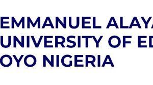 Emmanuel Alayande University Of Education Achieves Full Accreditation For 49 Courses Logo of Emmanuel Alayande University of Education, Oyo, Nigeria, featuring an open book over a shield with green and gold elements and the motto 'Knowledge, Truth and Service'