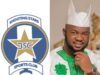 Farouk Arisekola-Alao Fetes 3SC On CAF Confederation Cup Qualification After 27 Years Left: Shooting Stars Sports Club logo with a gold star on a blue shield; right: smiling man in white traditional outfit and cap.