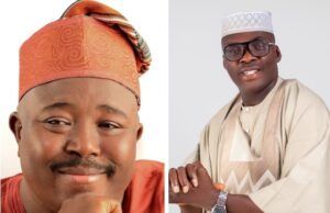 Victory At Oyo APC Guber Primaries: Hon. Akinmoyede Congratulates Senator Alli Two men in traditional Nigerian attire: left, a smiling man with an orange patterned cap; right, a man in beige agbada with a white cap, glasses, and a watch.