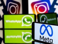 Meta Launches Paid Subscriptions For Instagram, Facebook, Whatsapp Foreground screen displays the Meta logo; background screens show WhatsApp icons and blurred Facebook/Instagram logos.