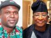 Oyo NLC Congratulates NUPENG’s New President, Salimon Oladiti Two men posing side by side: left man in a green patterned shirt and cap, right man in dark traditional attire with a cap and glasses.