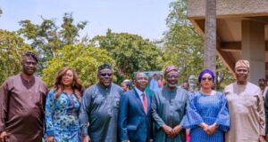 High Expectations As SWDC Inaugurates Committee To Execute Transcoms For Southwest Rural Development …SWDC MD/CEO Dr. Charles ‘Diji Akinola (3rd right), FTID Programme Director Prof. Oyebanji Oyelaran-Oyeyinka (4th left), DG, DAWN Commission Dr. Seye Oyeleye ((3rd left), DG Southwest Governors’ Forum Ms Naomi Olabode (2nd left), Alh. SWDC executive directors Lateef Ajijola (left), Rt. Hon. Adefunmilayo Tejuoso (2nd right) and Alh. Fatai Ibikunle (right) at the TransComs launch and co-creation roundtable at the IITA, Ibadan…