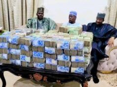 Reactions As Borno Senator Openly Displays ₦135.6m Meant For Distribution To APC Executives For Sallah Celebration Senator Kaka Shehu Lawan and others with their cash...