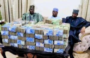 Reactions As Borno Senator Openly Displays ₦135.6m Meant For Distribution To APC Executives For Sallah Celebration Senator Kaka Shehu Lawan and others with their cash...