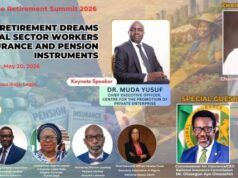 All Set For Retirement Summit For Informal Sector Workers To Hold On Wednesday Banner for the 2026 Retirement Summit: theme about insurance and pension for informal workers; event on May 20, 9:00 AM at NECA House, Lagos; keynote speaker Dr. Muda Yusuf, plus guest and discussant headshots.