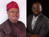 Hassan Giwa Congratulates New Power Minister, Joseph Tegbe Two men seated side by side; left in traditional maroon attire with a red patterned cap, right in a gray suit and glasses.