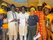 Oyo Central Senatorial Race: Former Makinde Associate, Wale Ajani Is Accord’s Candidate Hon Wale Ajani, displays his certificate while others look on...
