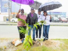 Celebration Of 30th Anniversary: ACAMB Kicks Off Event With Tree Planting Initiative President, Association of Corporate Communication and Marketing Professionals in Banks (ACAMB), Jide Sipe; Representative of Wema Bank, Precious Akpan; Vice President 2, Morolake Onifade, Representative of Alpha Morgan, Tolu Onipede and General Secretary, ACAMB, Olugbenga Owotoomo during a tree planting initiative, put together to flag-off the 30th anniversary celebration of ACAMB, held at Providence Street, Lekki Phase 1, Lagos…