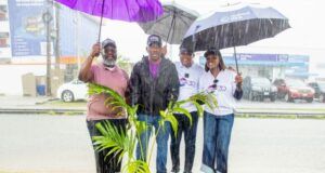 Celebration Of 30th Anniversary: ACAMB Kicks Off Event With Tree Planting Initiative President, Association of Corporate Communication and Marketing Professionals in Banks (ACAMB), Jide Sipe; Representative of Wema Bank, Precious Akpan; Vice President 2, Morolake Onifade, Representative of Alpha Morgan, Tolu Onipede and General Secretary, ACAMB, Olugbenga Owotoomo during a tree planting initiative, put together to flag-off the 30th anniversary celebration of ACAMB, held at Providence Street, Lekki Phase 1, Lagos…